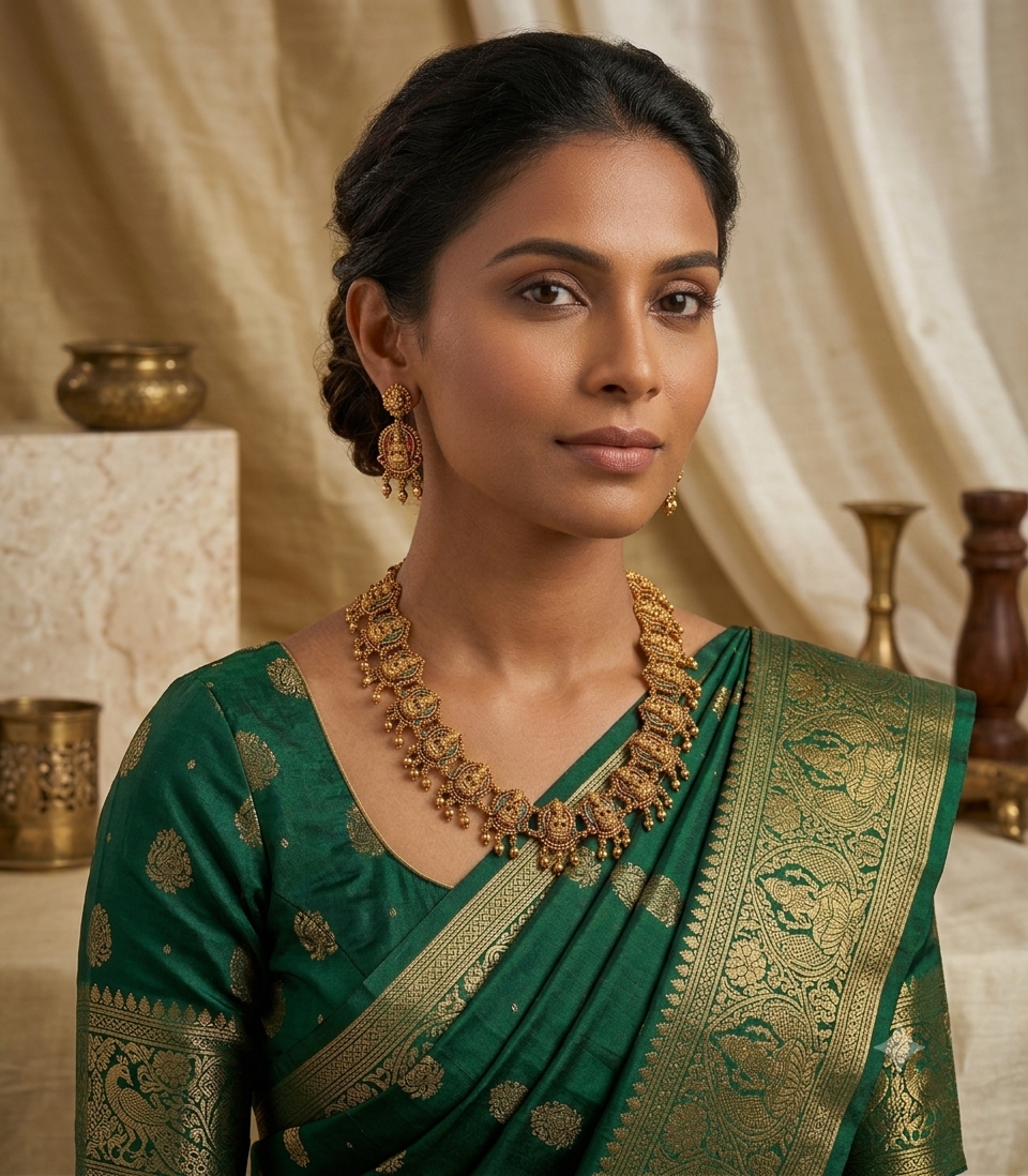 Antique Temple Bridal Necklace Set - Image 2