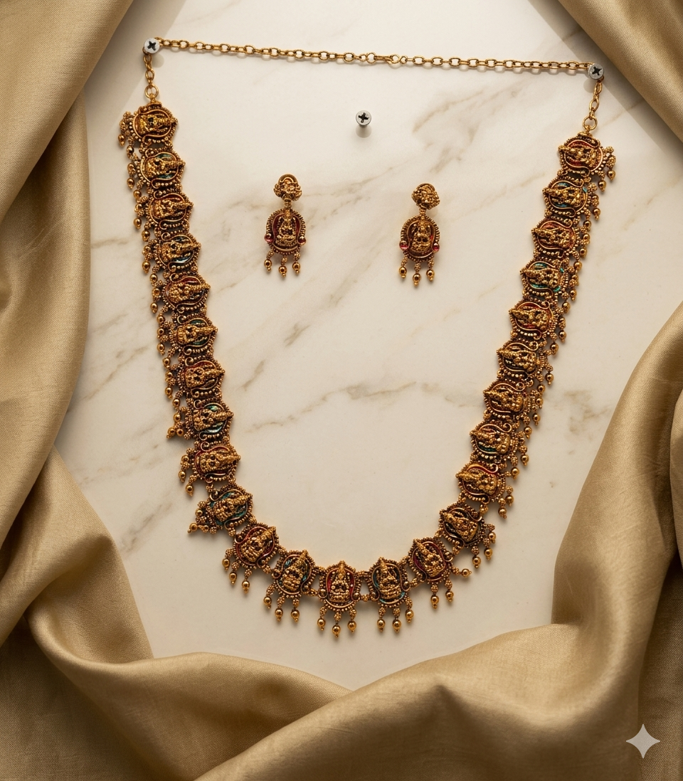 Antique Temple Bridal Necklace Set