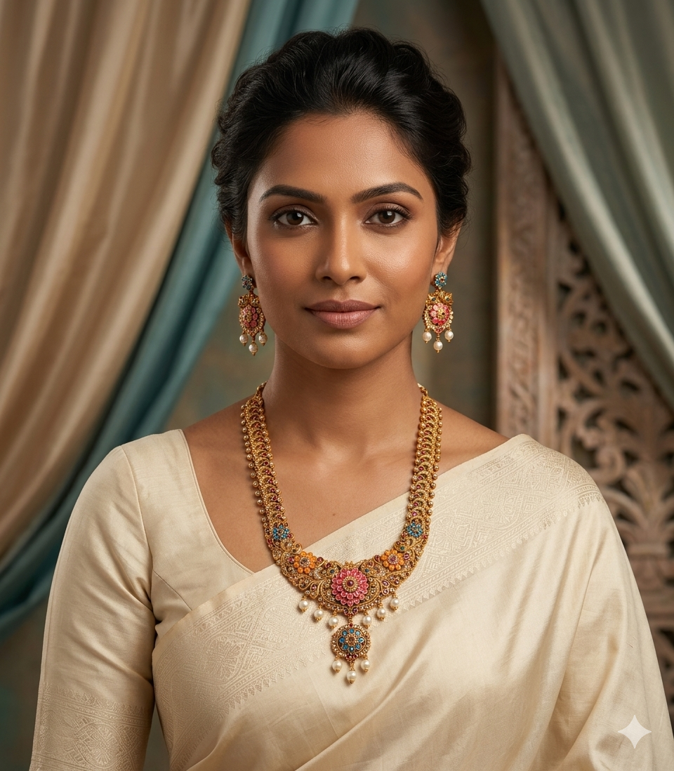 Navya Floral Necklace Set - Image 2