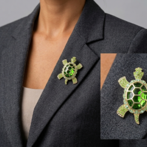 Cute Rhinestone Turtle Brooch