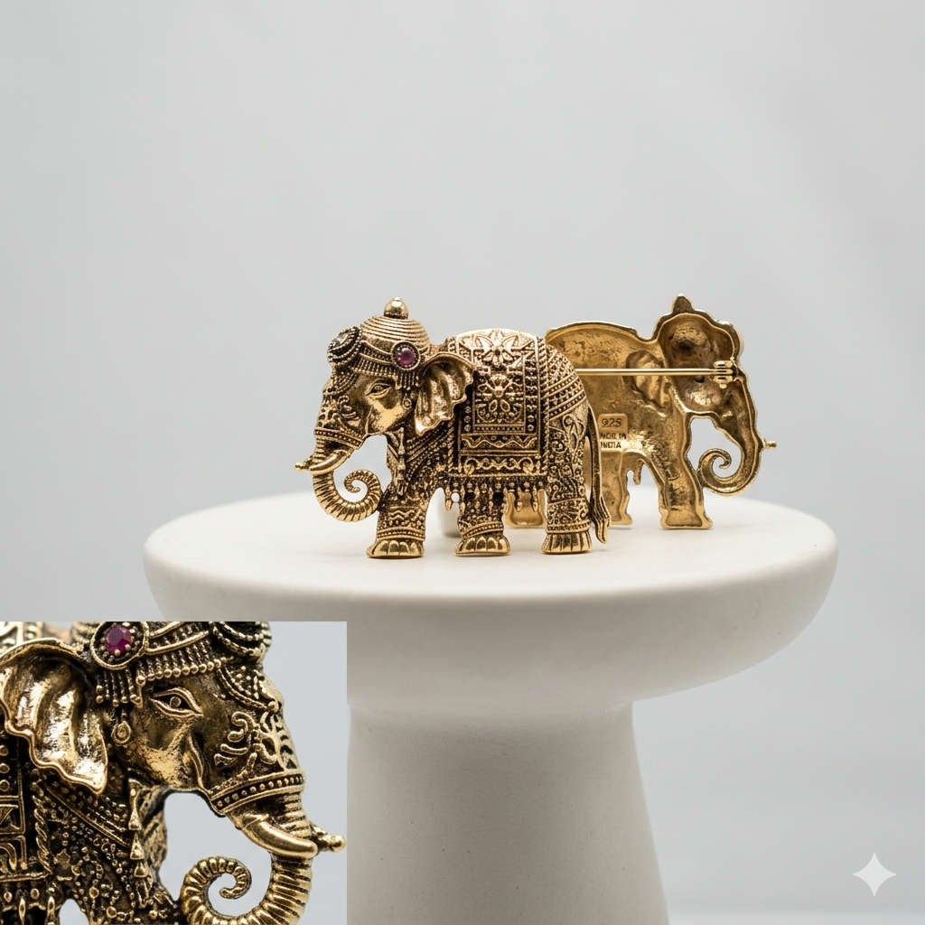 Retro And Minimalist Elephant Brooch