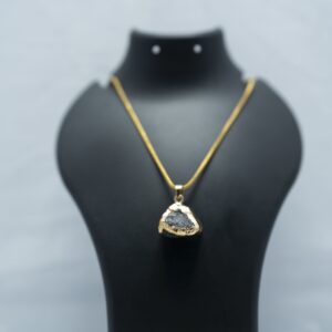 Natural Black Crystal Stone Pendant Necklace