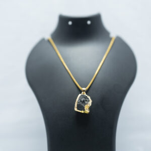Natural Black Crystal Stone Pendant Necklace