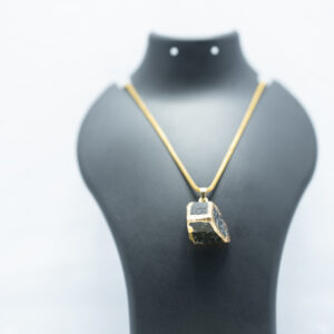 Natural Black Crystal Stone Pendant Necklace