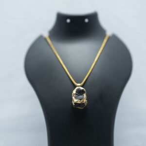 Natural Black Crystal Stone Pendant Necklace