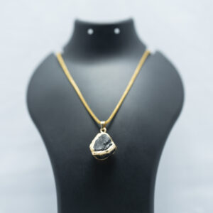 Natural Black Crystal Stone Pendant Necklace