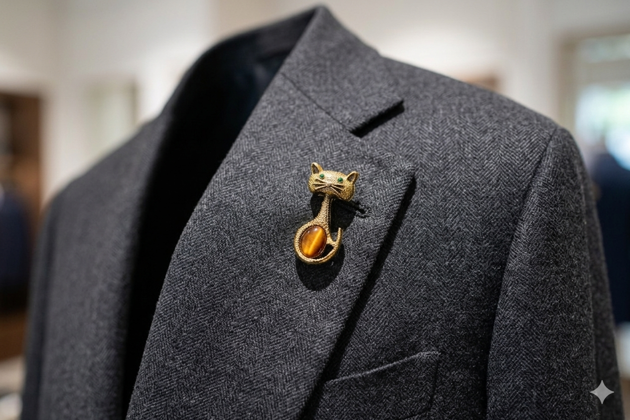 Vintage Golden Plated Cat Brooch