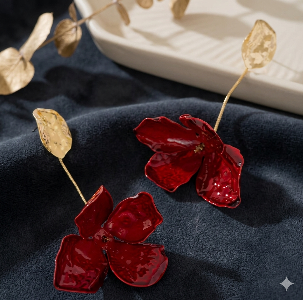 Vintage Style Alloy Flower Shaped Pendant Earrings - Image 2