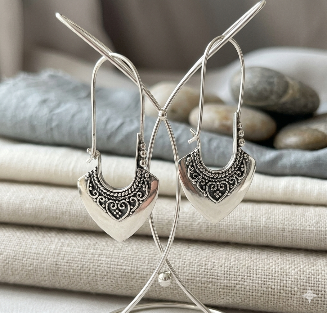 Earrings Featuring Minimalist Bohemian Carved Patterns - Image 2