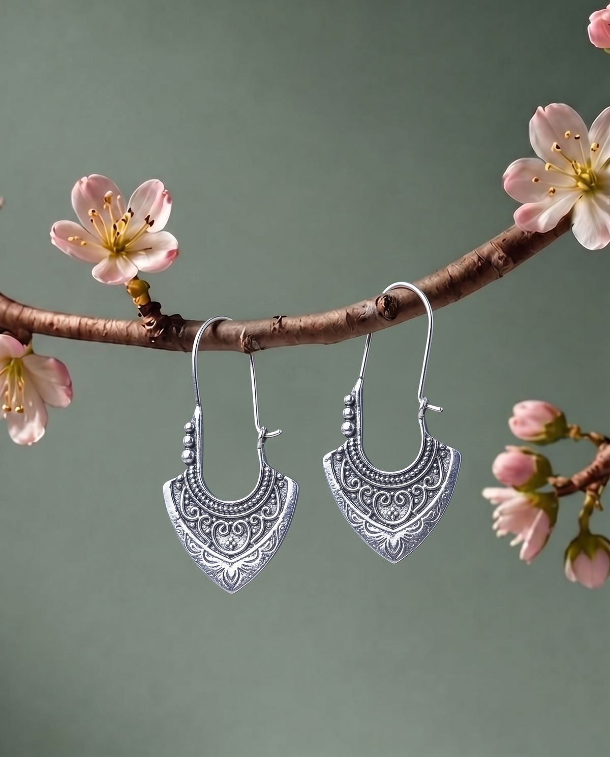 Earrings Featuring Minimalist Bohemian Carved Patterns