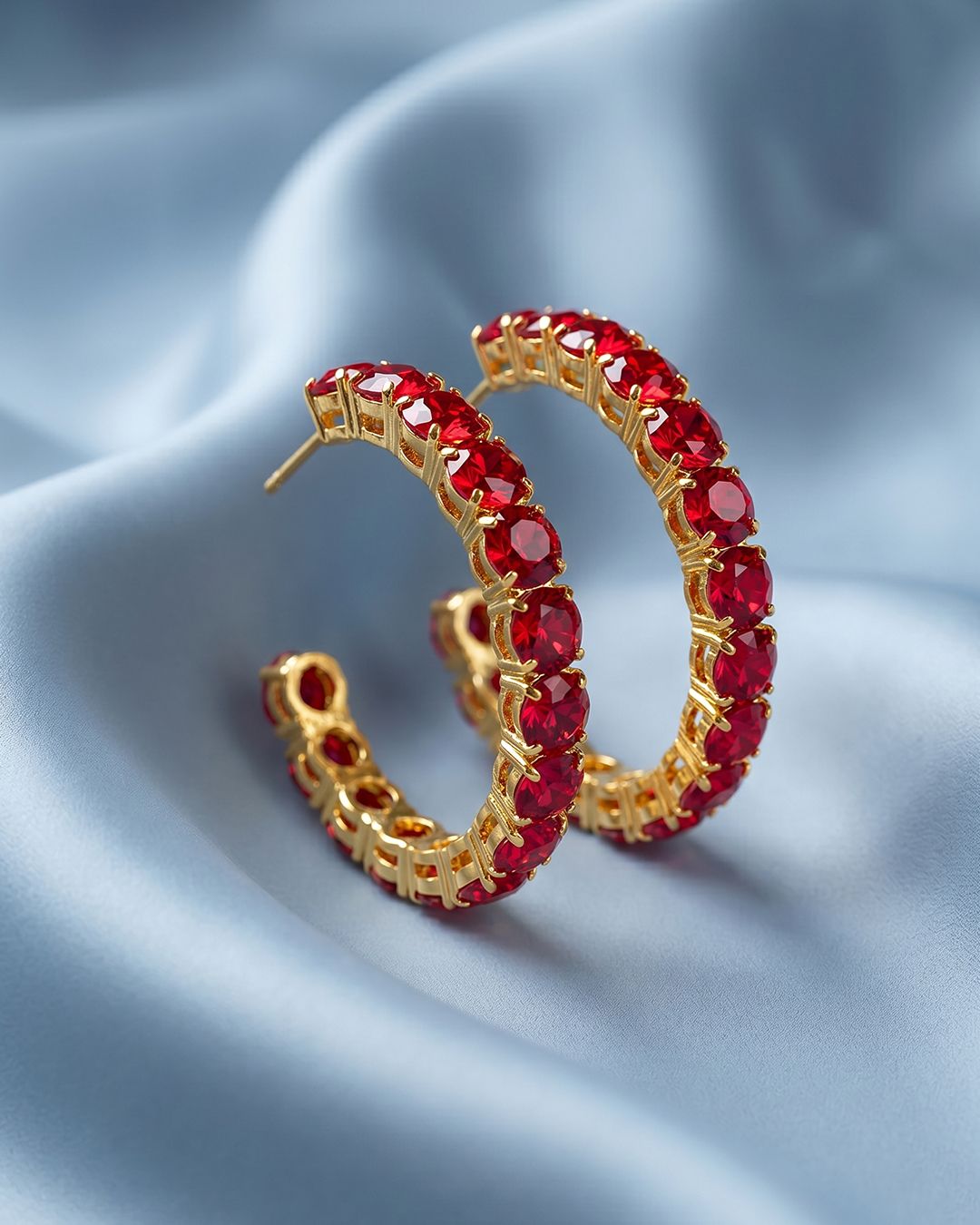 Red Stone Stud Earrings