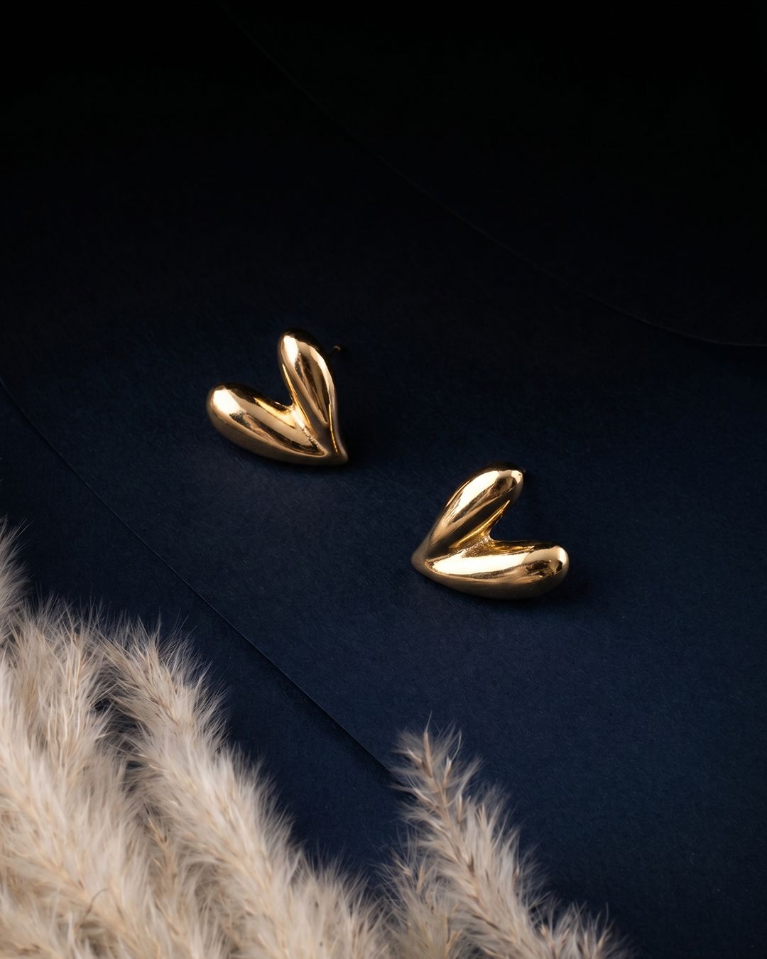 Heart-Shaped Golden Earrings