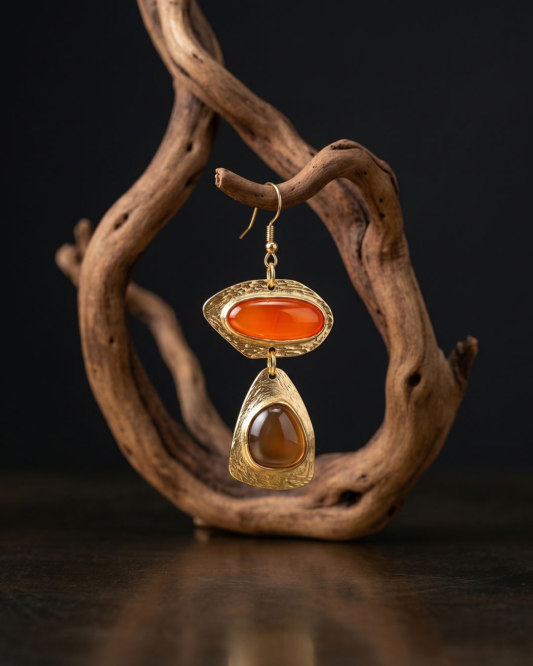 Vintage Fashion Resin Two-Tone Earrings