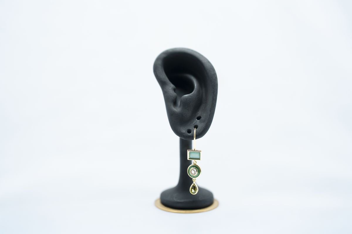 Green Patterned Drop Earrings