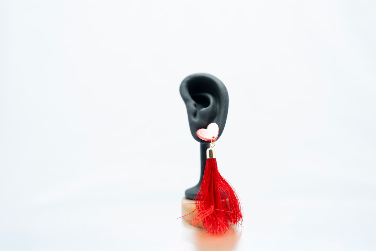 Ethnic Tassel Red Earring - Image 2