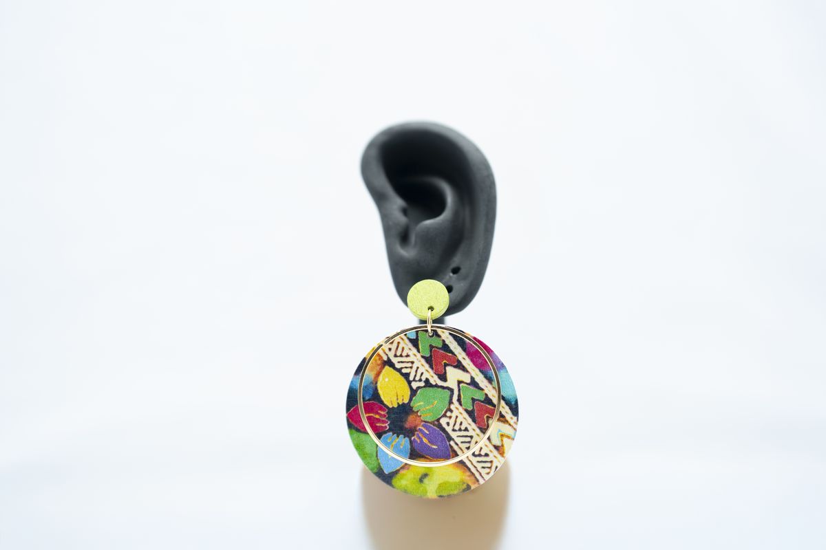 Bohemian Style Colorful Wooden Women's Dangle Earrings - Image 2