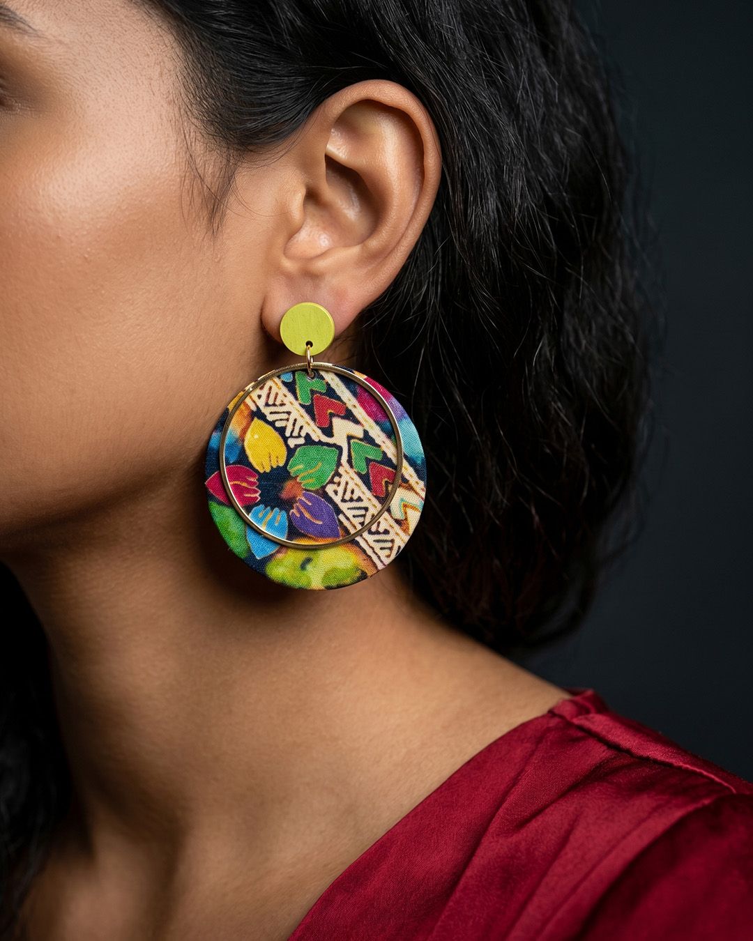 Bohemian Style Colorful Wooden Women's Dangle Earrings