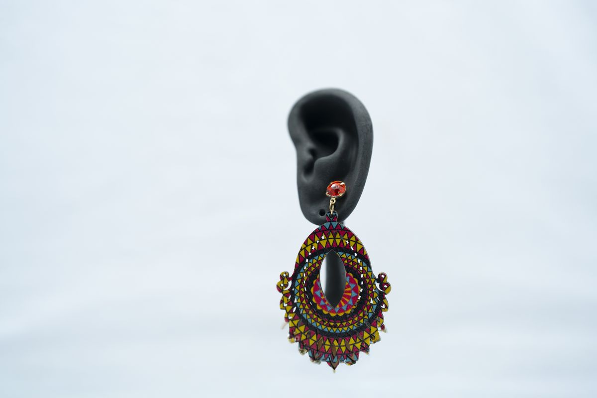 Bohemian Style Colorful Wooden Women's Dangle Earrings - Image 2
