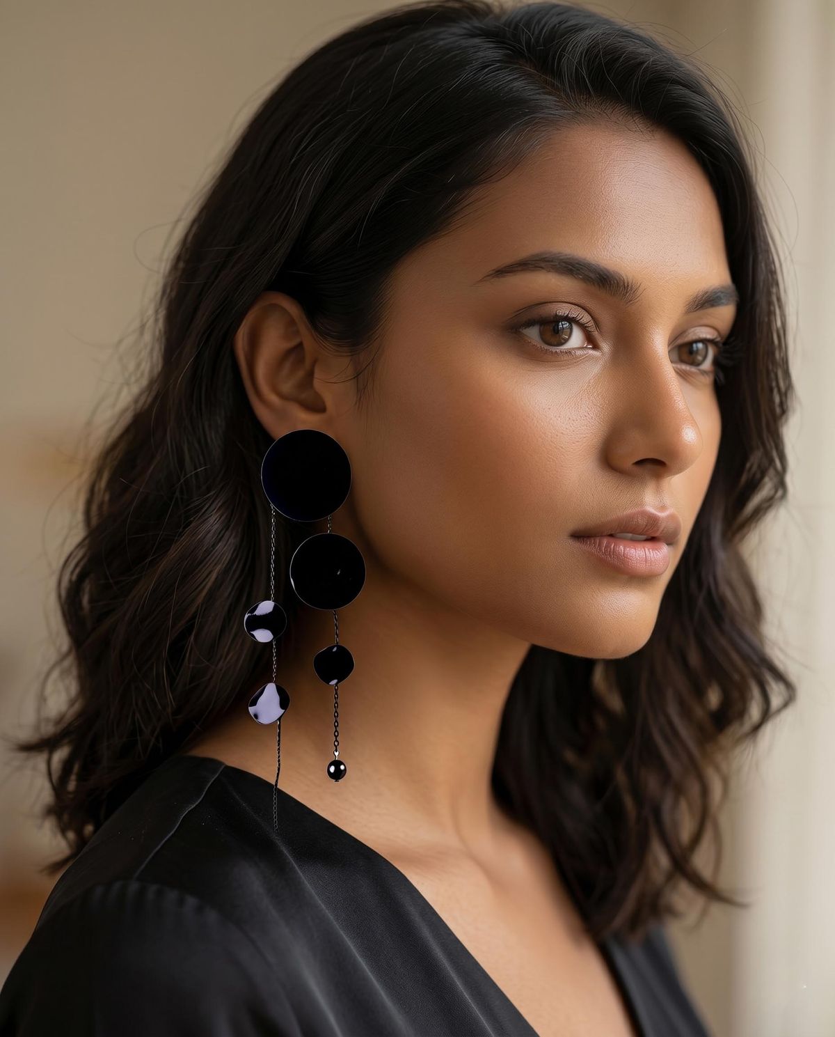 Geometric Round Tassel Chain Long Earrings