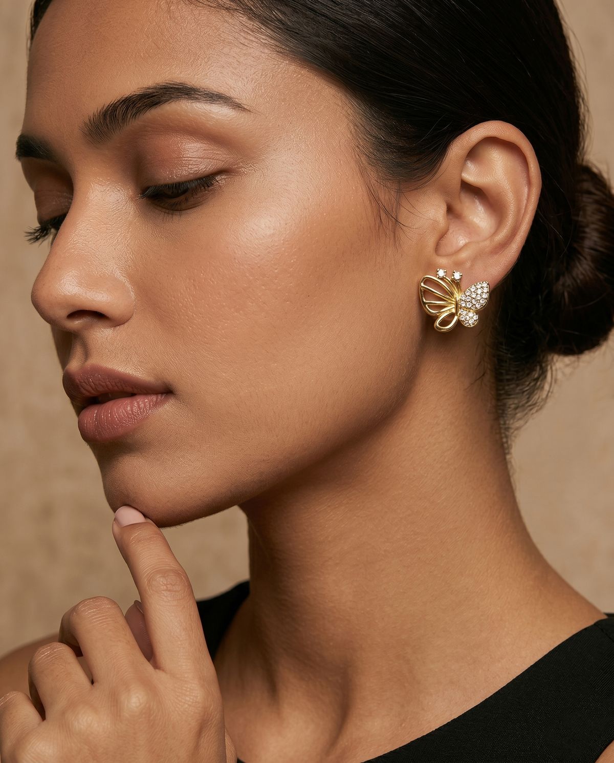 Golden Bow Stud Earrings - Image 4