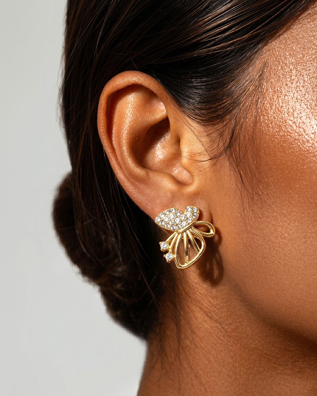 Golden Bow Stud Earrings