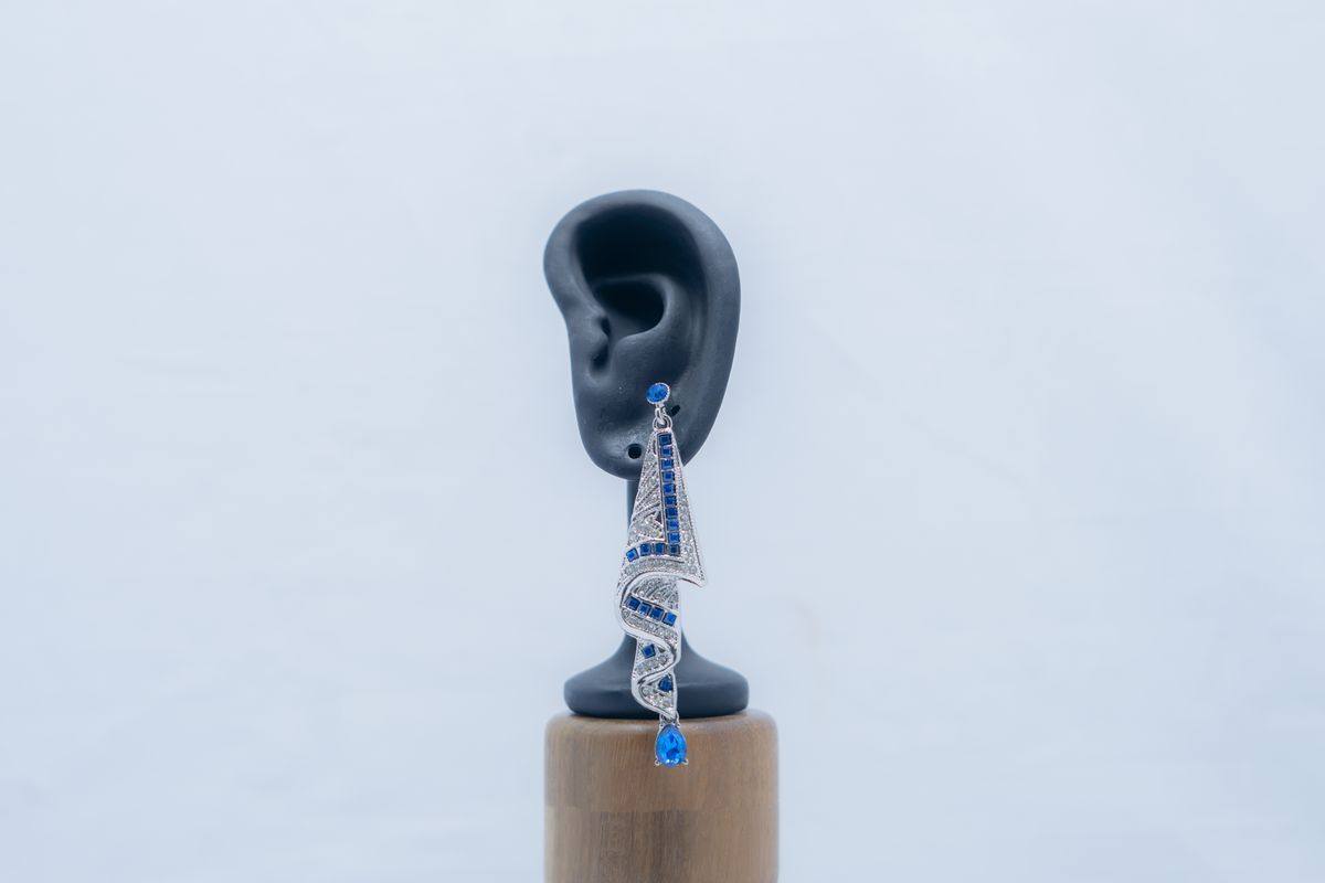 Platinum Teardrop Statement Earrings - Image 2