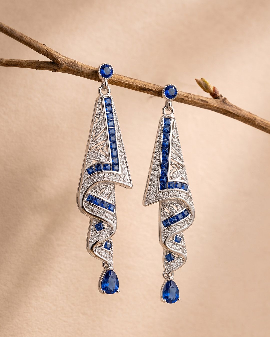 Platinum Teardrop Statement Earrings