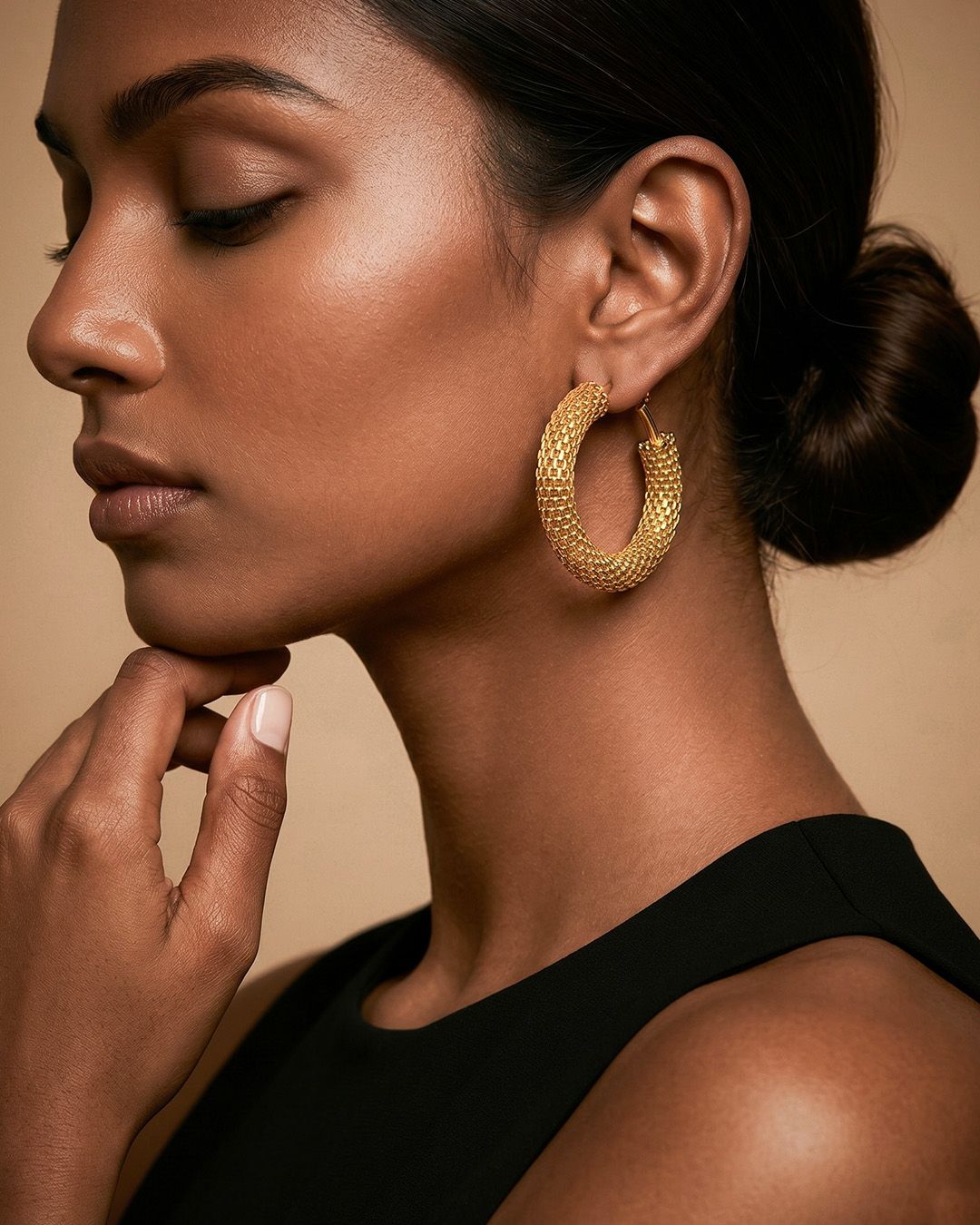 Textured Gold Hollow Earrings