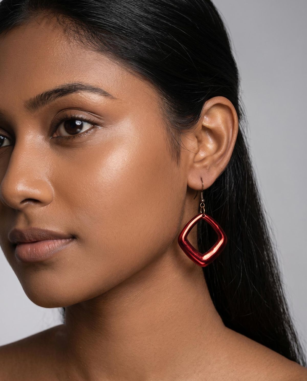Ruby Geo Hoop Studs