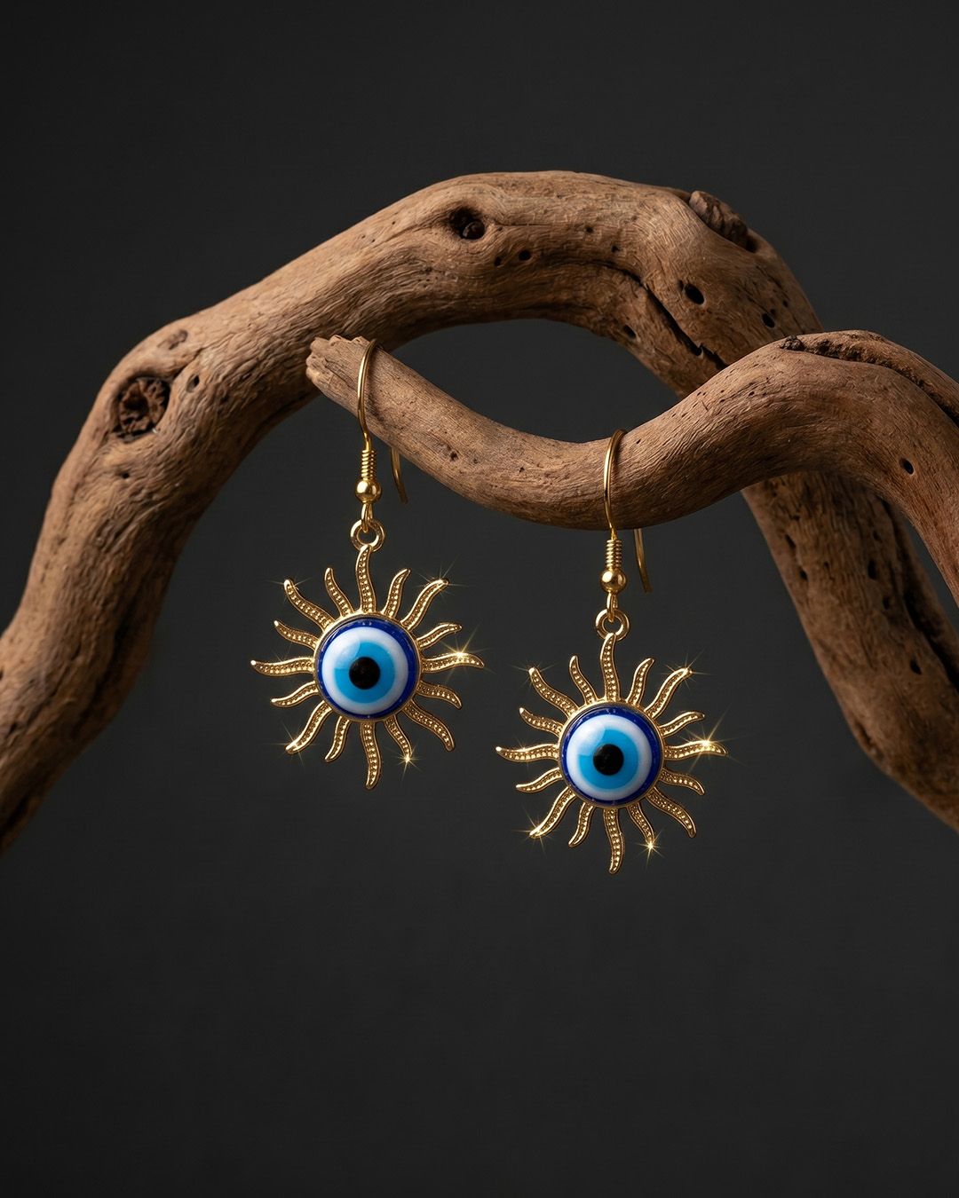 Evil Eye Charm Drop Studs
