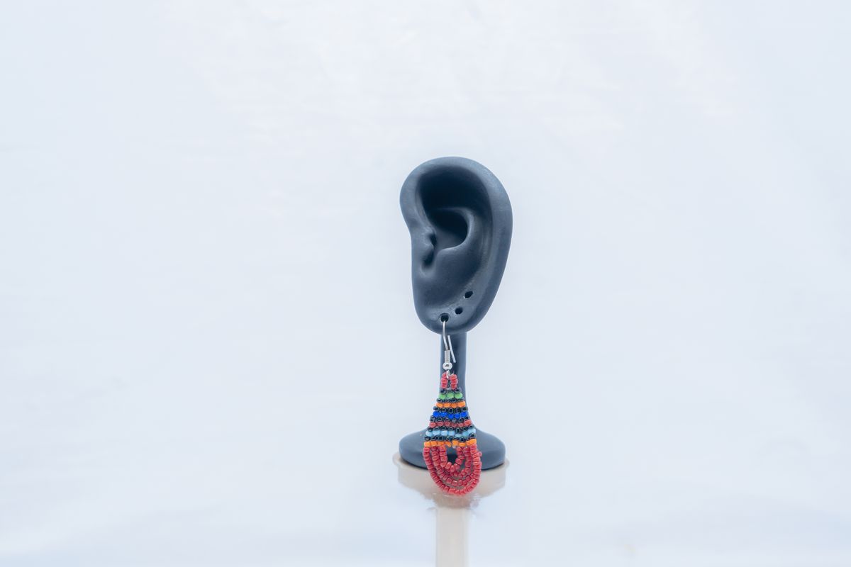 African Rainbow Bead Loop Studs