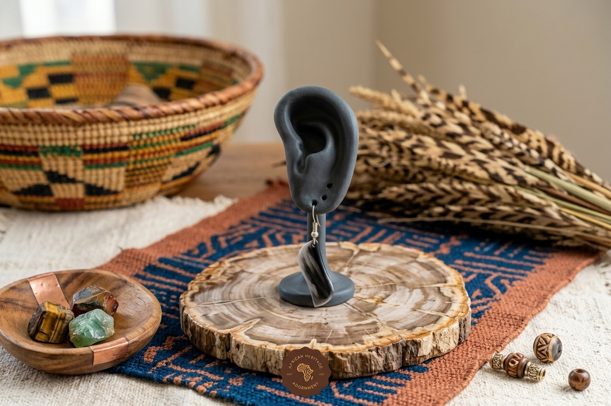 African Midnight Marble Drop Studs