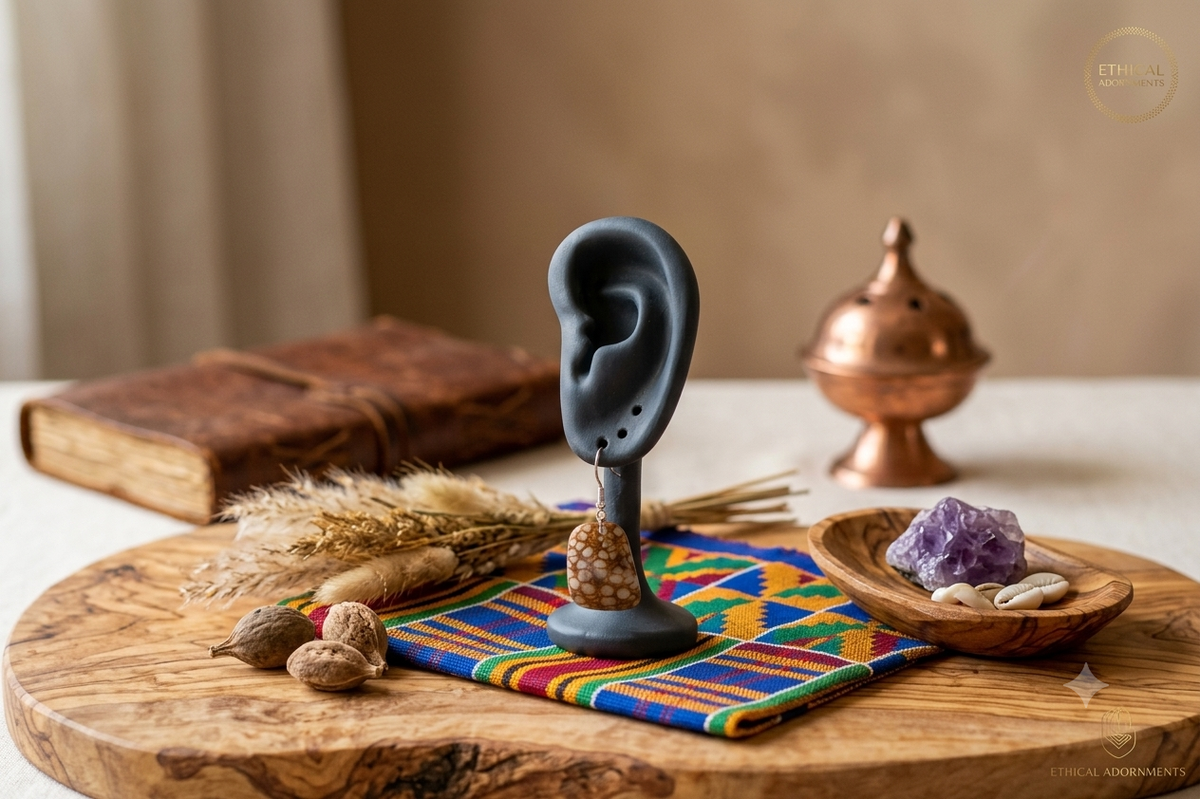 African Earth Mosaic Drop Studs