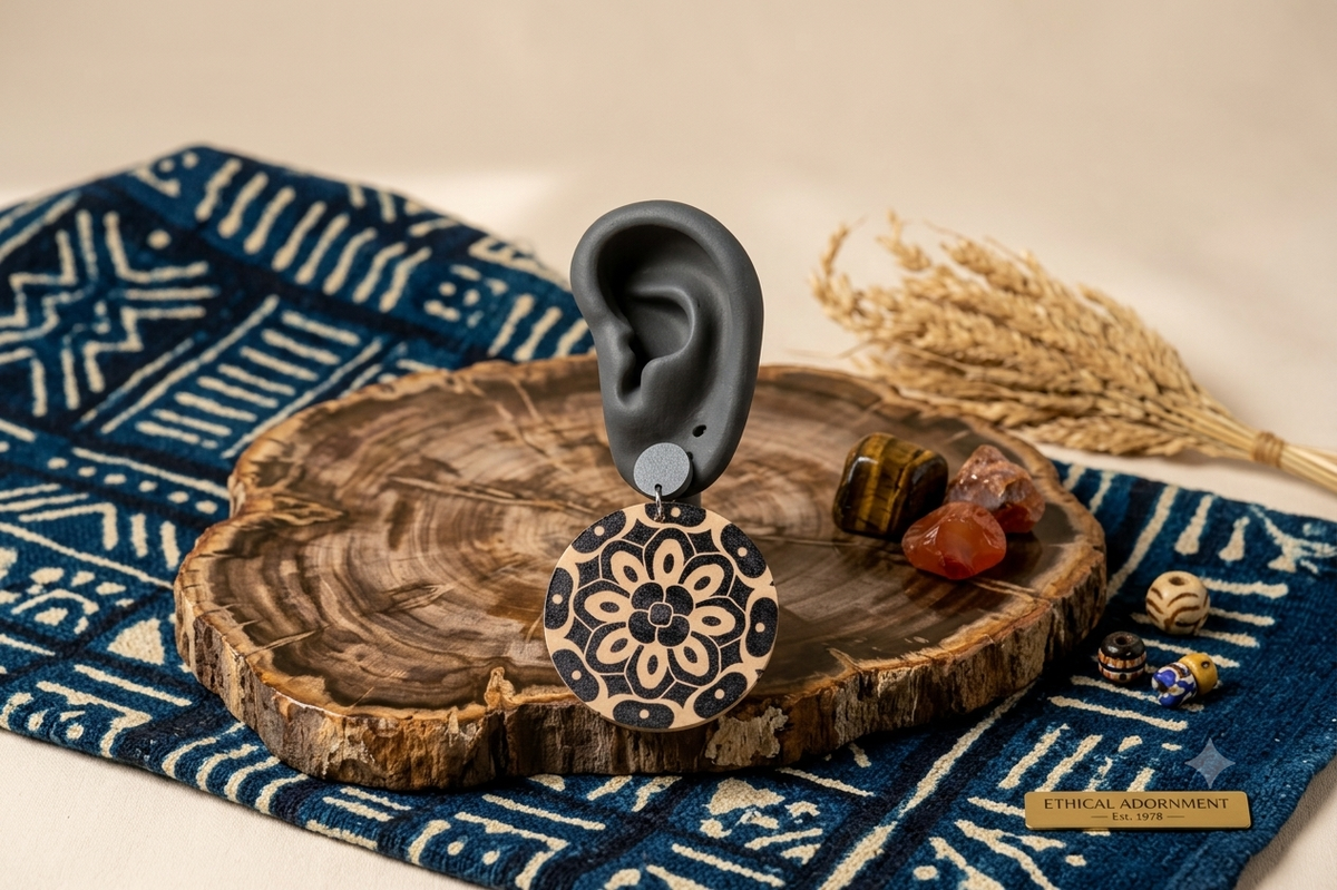 Colorful Wooden Pendant Earrings,