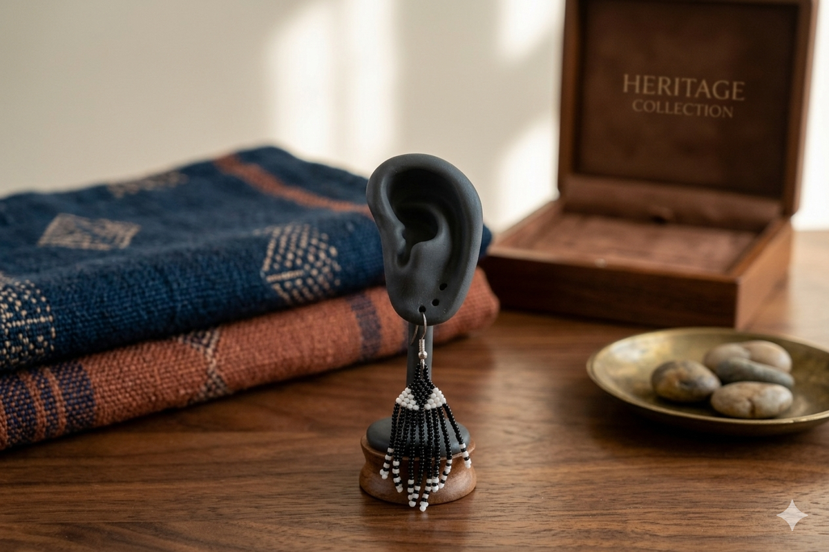 African Midnight Cross Drop Studs