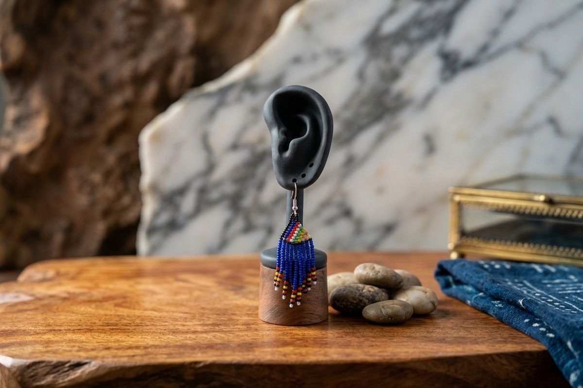 African Royal Bead Drop Studs - Image 2
