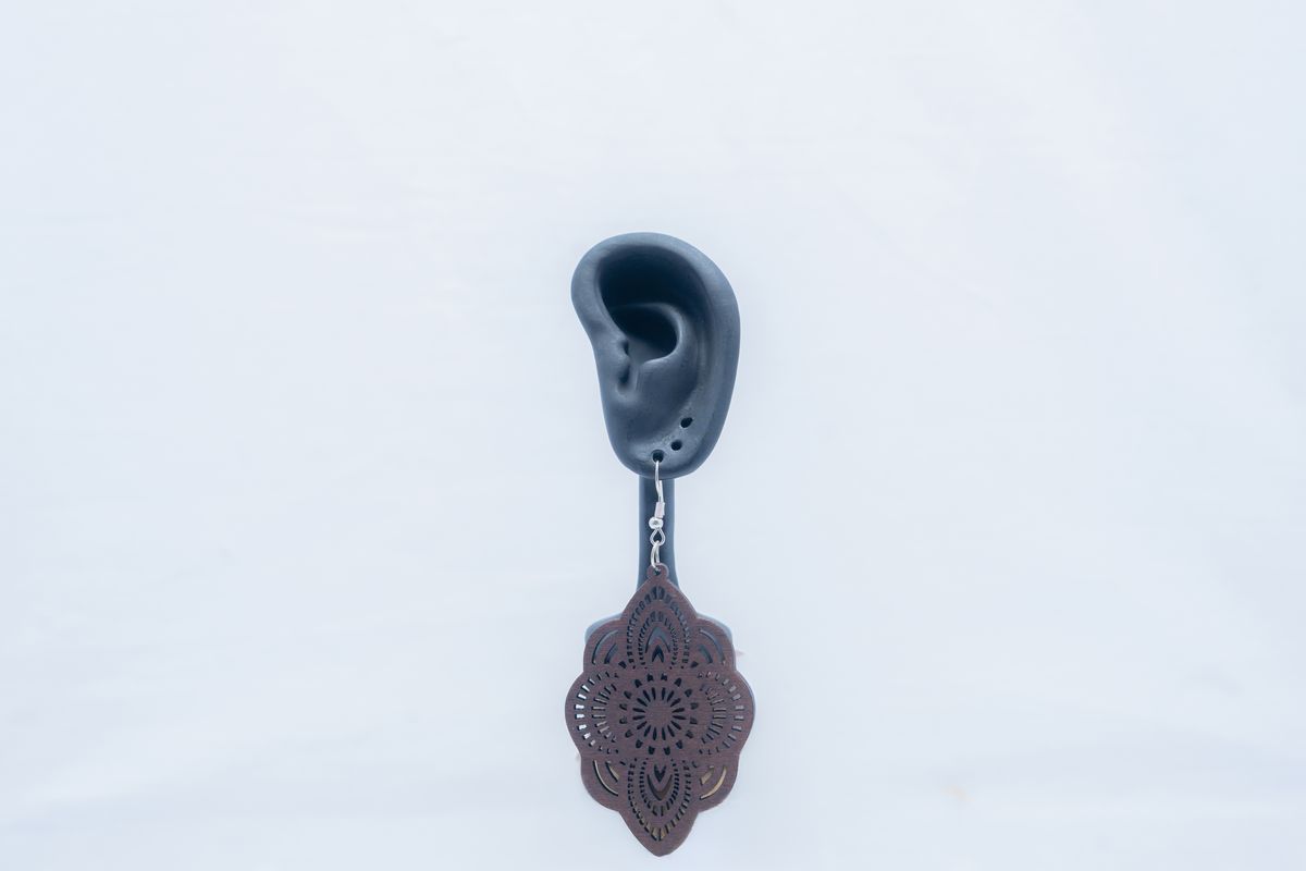 Colorful Wooden Pendant Earrings, - Image 2