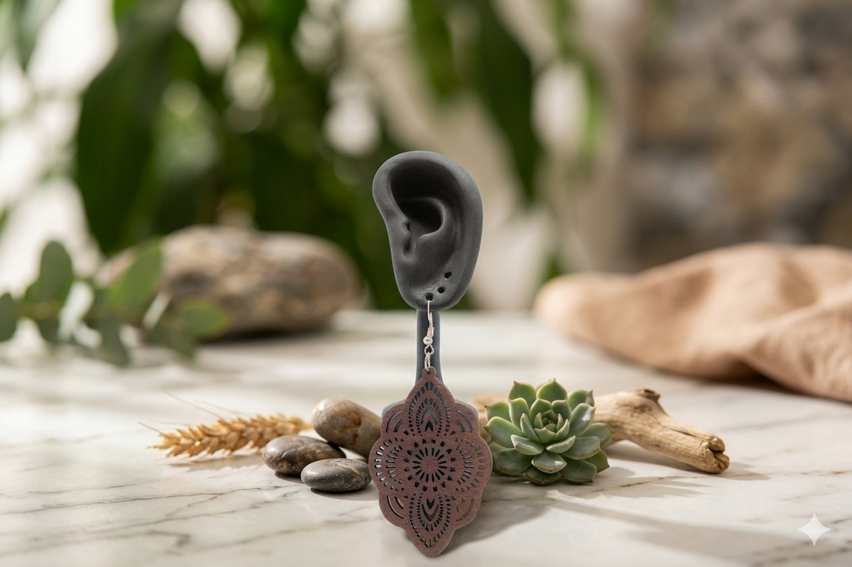 Colorful Wooden Pendant Earrings,