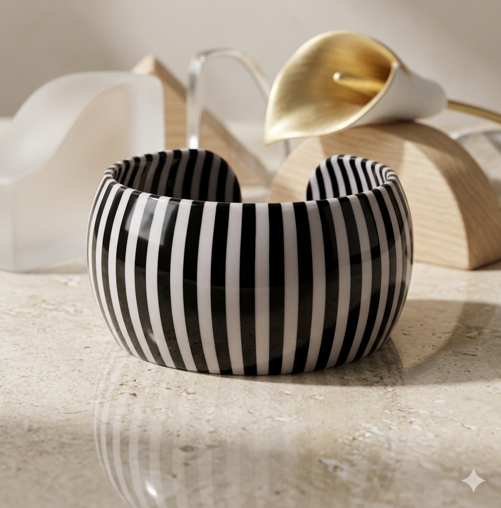 Black And White Striped Geometric Wide