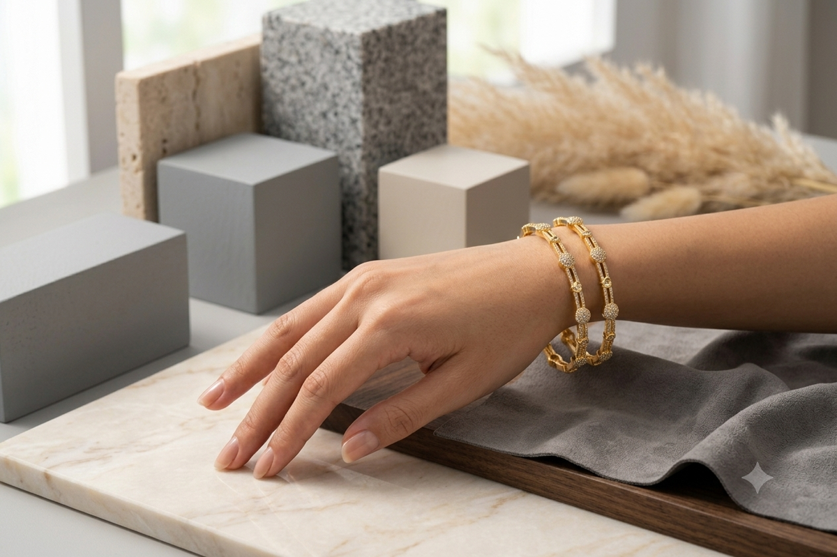 Celeste Studded Gold Bangles
