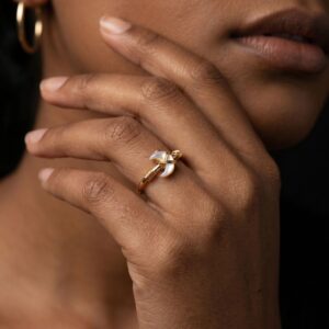 Bohemian Style Moon Shaped Adjustable Ring