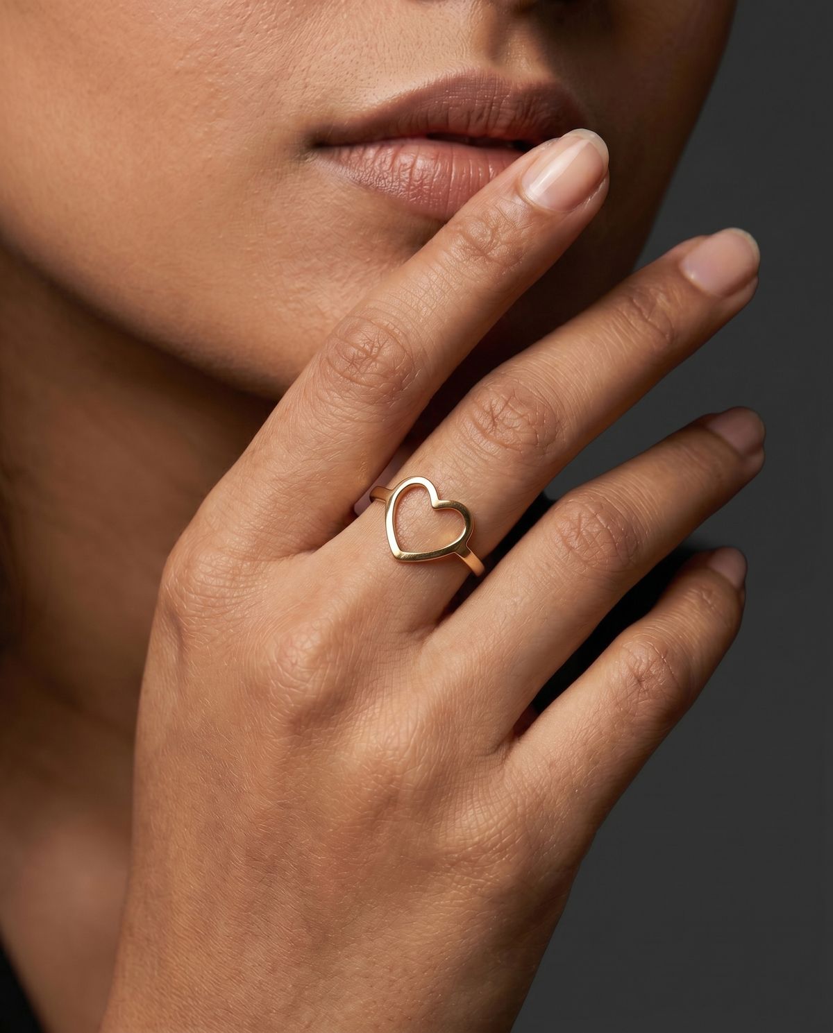 Golden Open Heart Ring