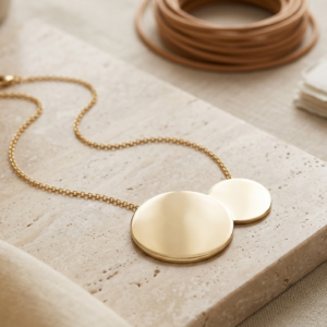 Round Brushed Disc Pendant Necklace