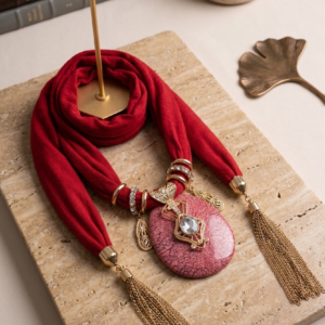  Elegant Retro Golden Tassel Scarf  Necklace