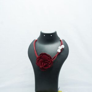 Faux Red Rose Pendant Necklace
