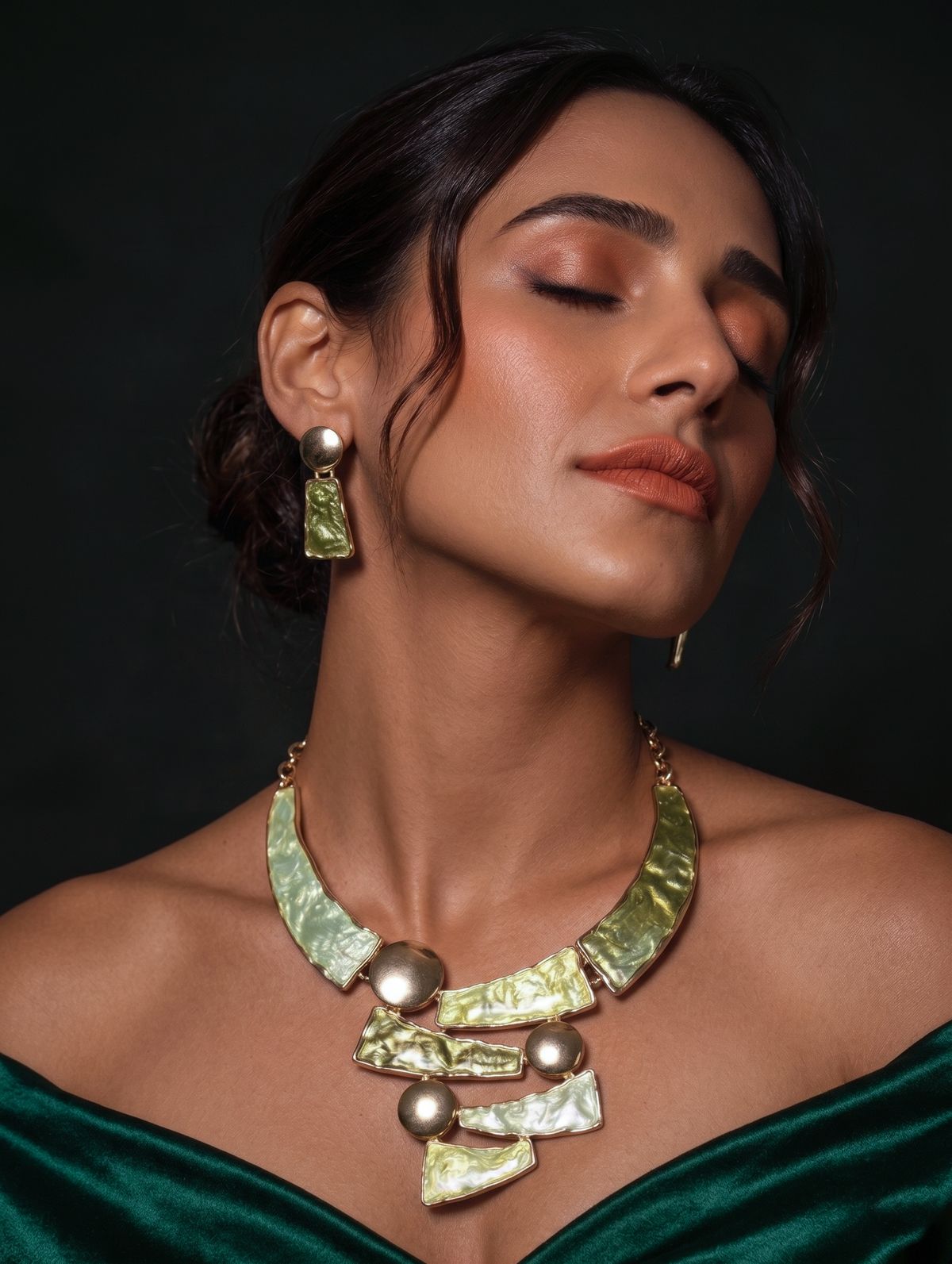 Bohemian Green Enamel Minimalist Geometric Jewelry