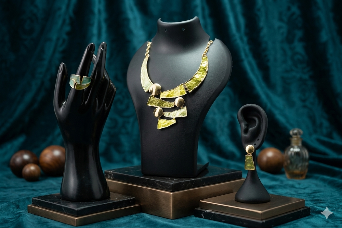 Enamel Classic Leaf Shape Jewelry Set - Image 2
