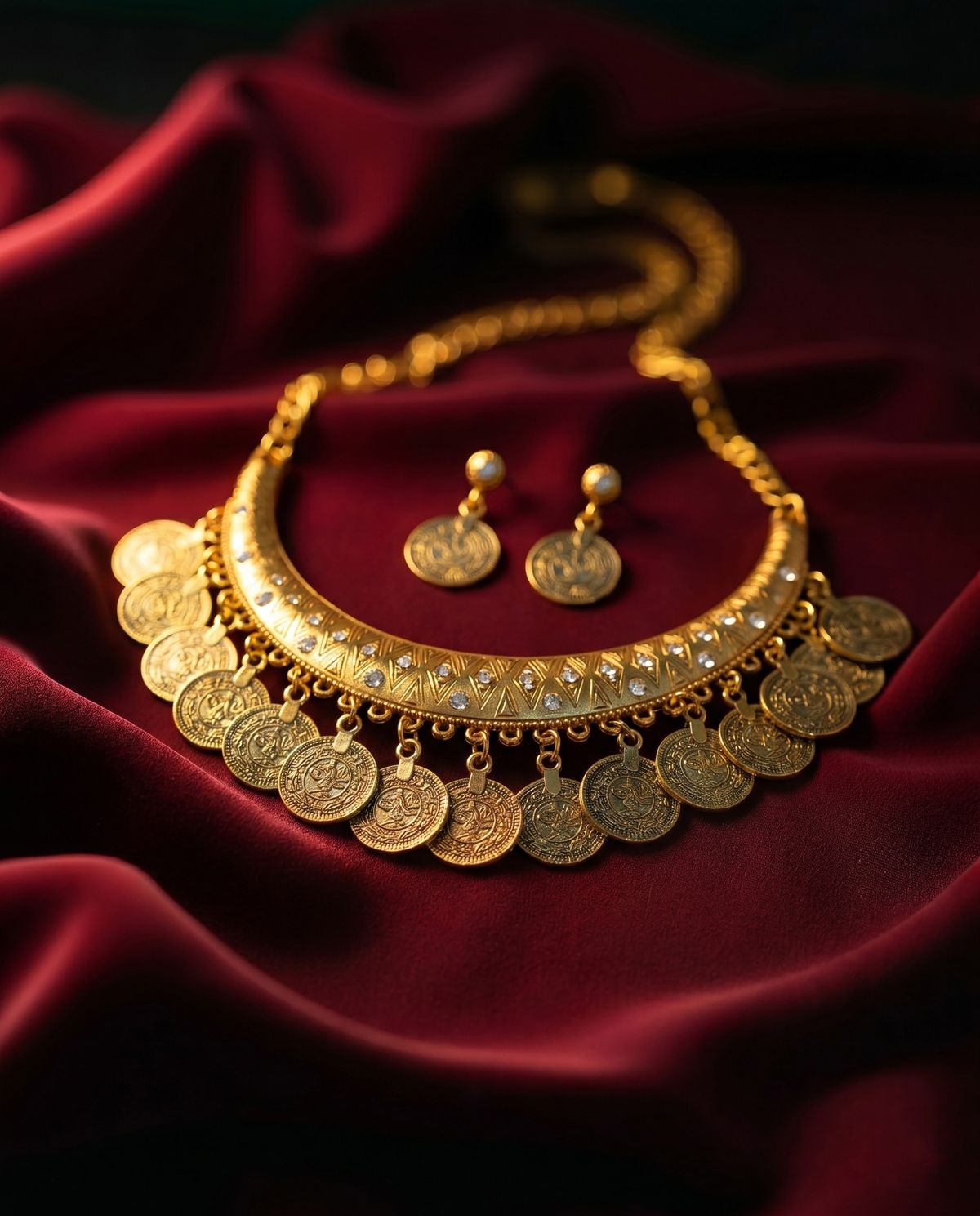 Ethnic Style Hoop Earrings and Necklace Se