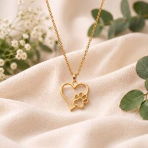The Heart & Paw Pendant - Gold